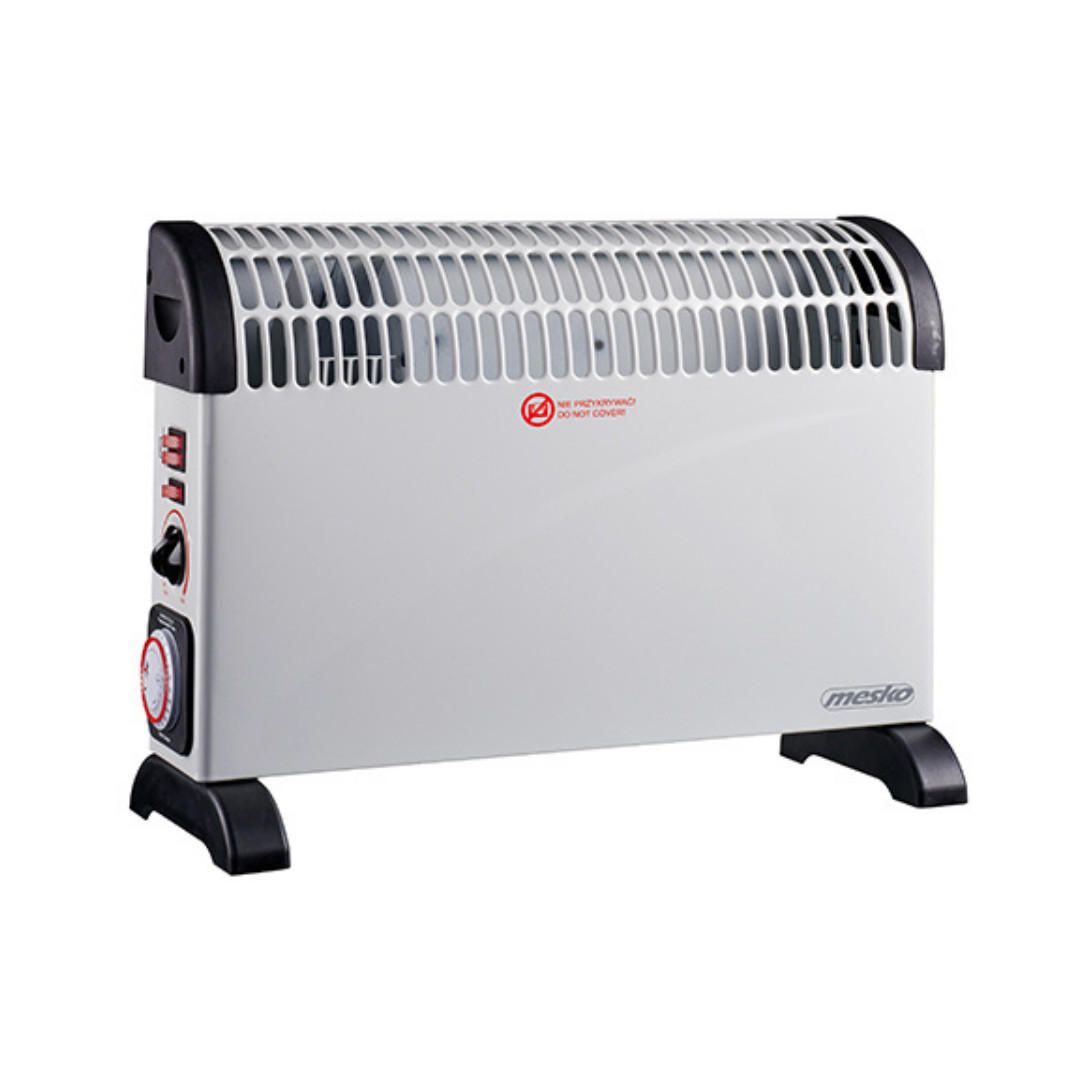 ELEKTROHEIZUNG 2000W, Konvektor Heizgerät Weiß, Schnellheizer, Thermostat, Timer, Mobile Heizung, Standgerät, Energiesparend, Leise, Electric Heater - Schwarz/Weiß, Kunststoff/Metall (53.5/38.5/20cm) - mesko
