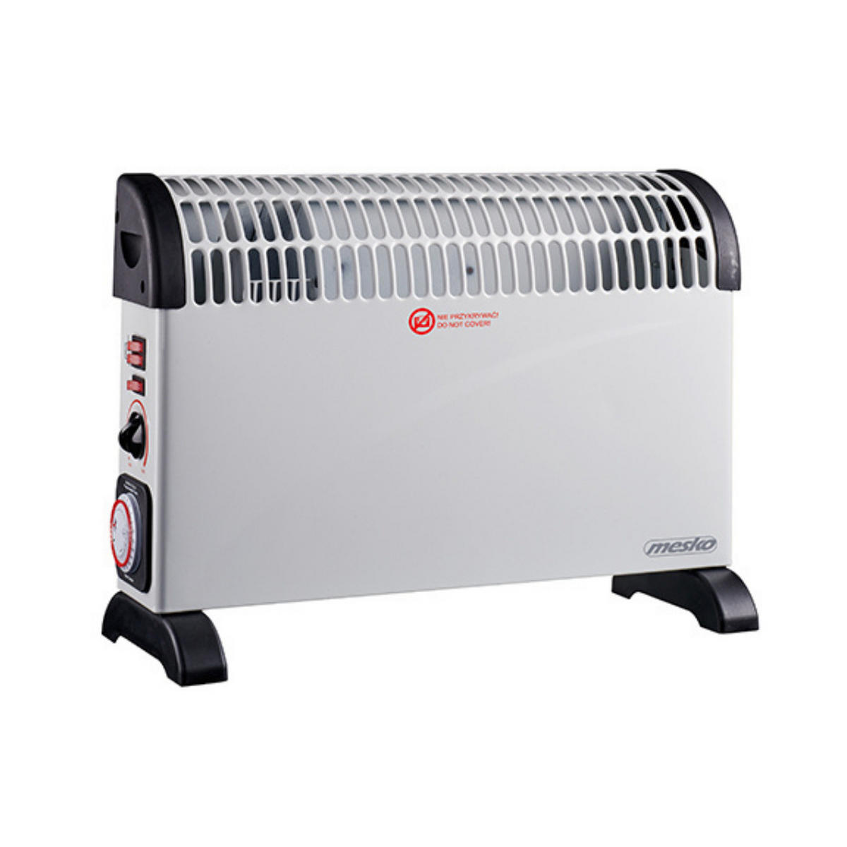 ELEKTROHEIZUNG 2000W, Konvektor Heizgerät Weiß, Schnellheizer, Thermostat, Timer, Mobile Heizung, Standgerät, Energiesparend, Leise, Electric Heater - Schwarz/Weiß, Kunststoff/Metall (53.5/38.5/20cm) - mesko