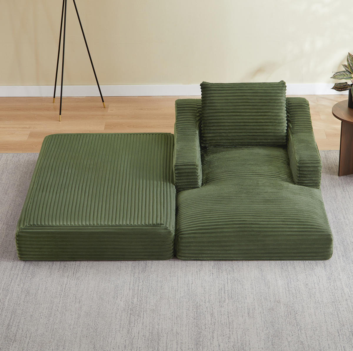 SESSEL ausziehbar Grün mit Doppelschicht-Design - Grün, Textil (162/68/100cm) - Meubliv