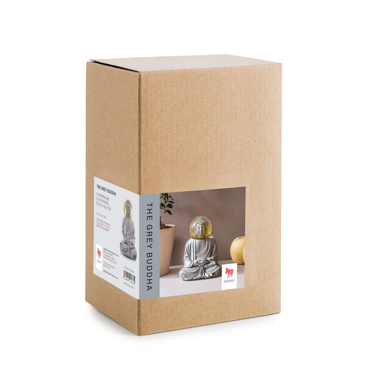 SCHNEEKUGEL Summerglobe The Buddha, Polyresin, Glas, Grau, 15 cm - Grau, Kunststoff (11.5/15/9cm) - Donkey Products