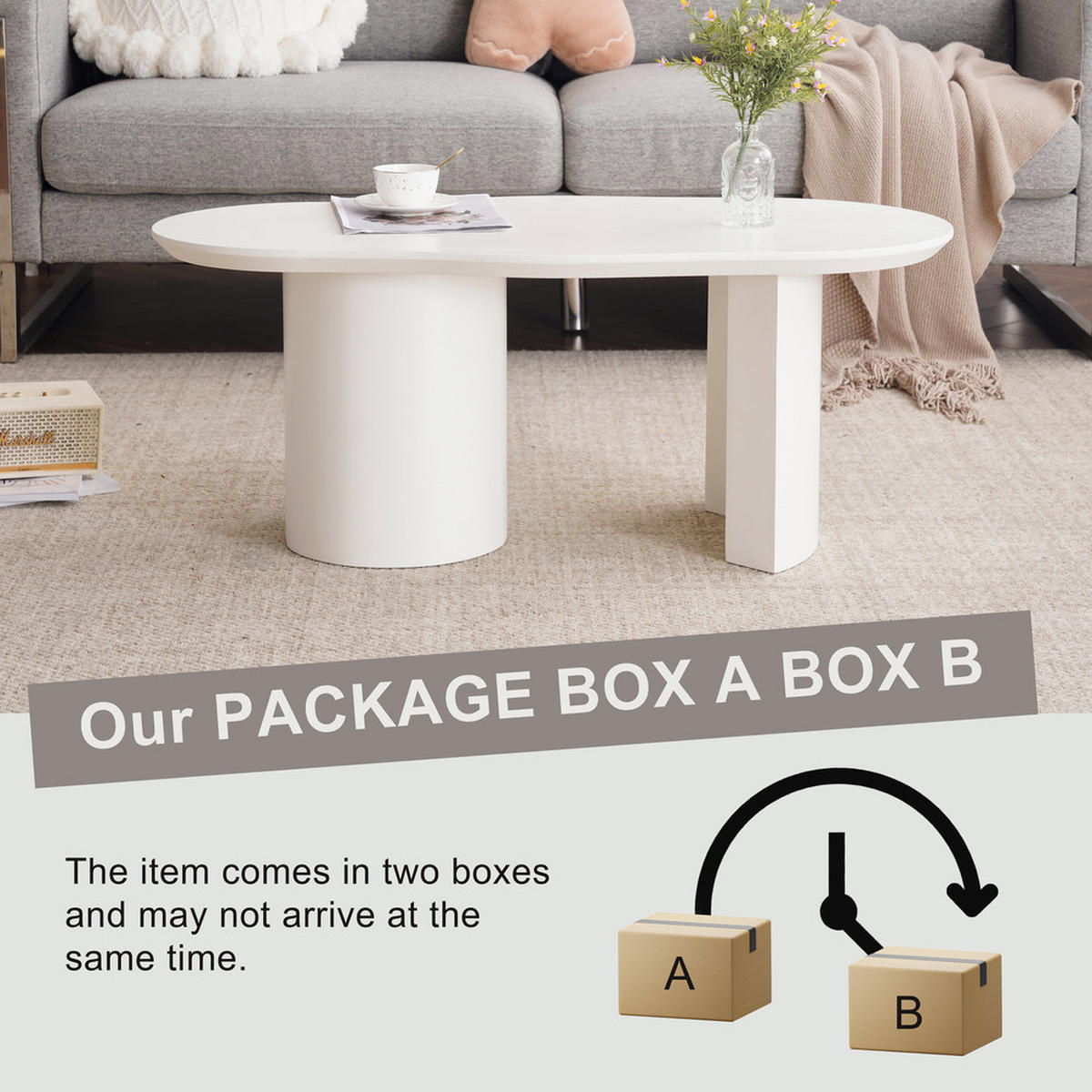 COUCHTISCH 100cm Weiß Unregelmäßig Stabil Langlebig Lackiert Hochwertiges MDF - Weiß, Holz (48/47/35cm) - FLIEKS