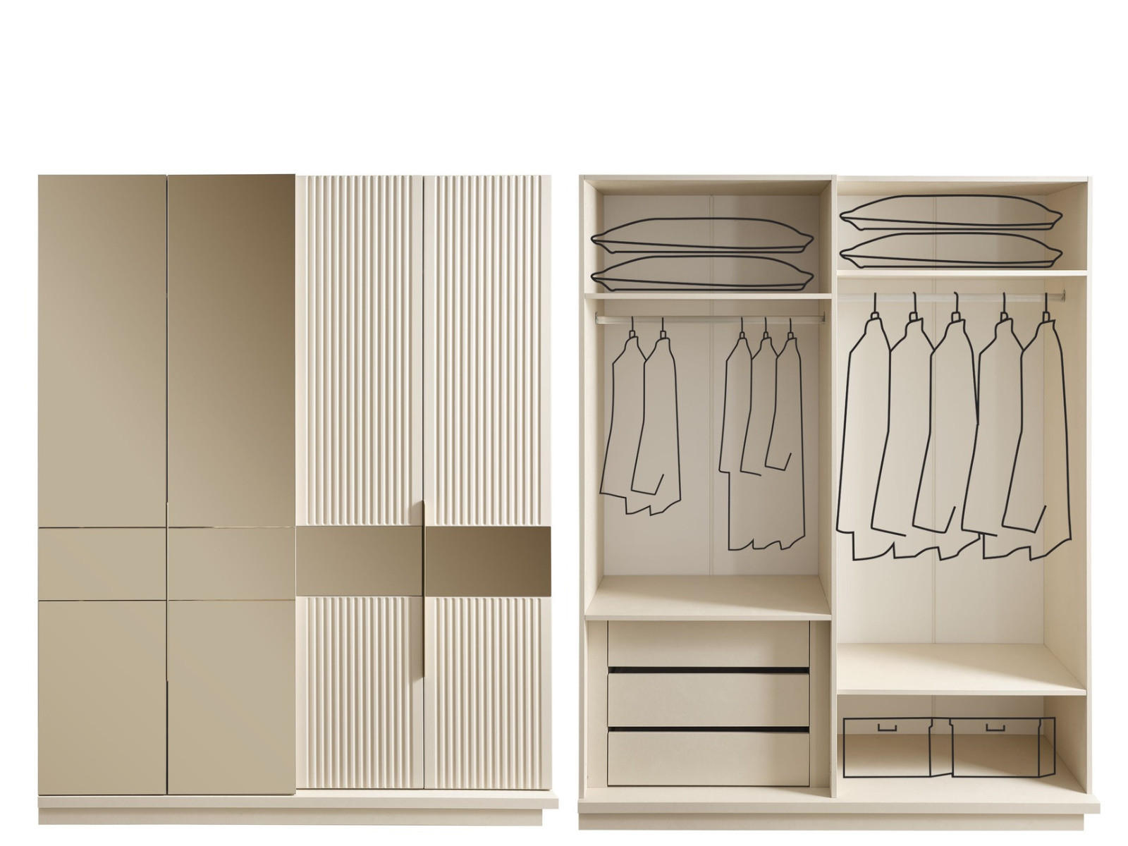 KLEIDERSCHRANK Tesla 4 trg. - Beige, Holzwerkstoff (172/220/60cm)