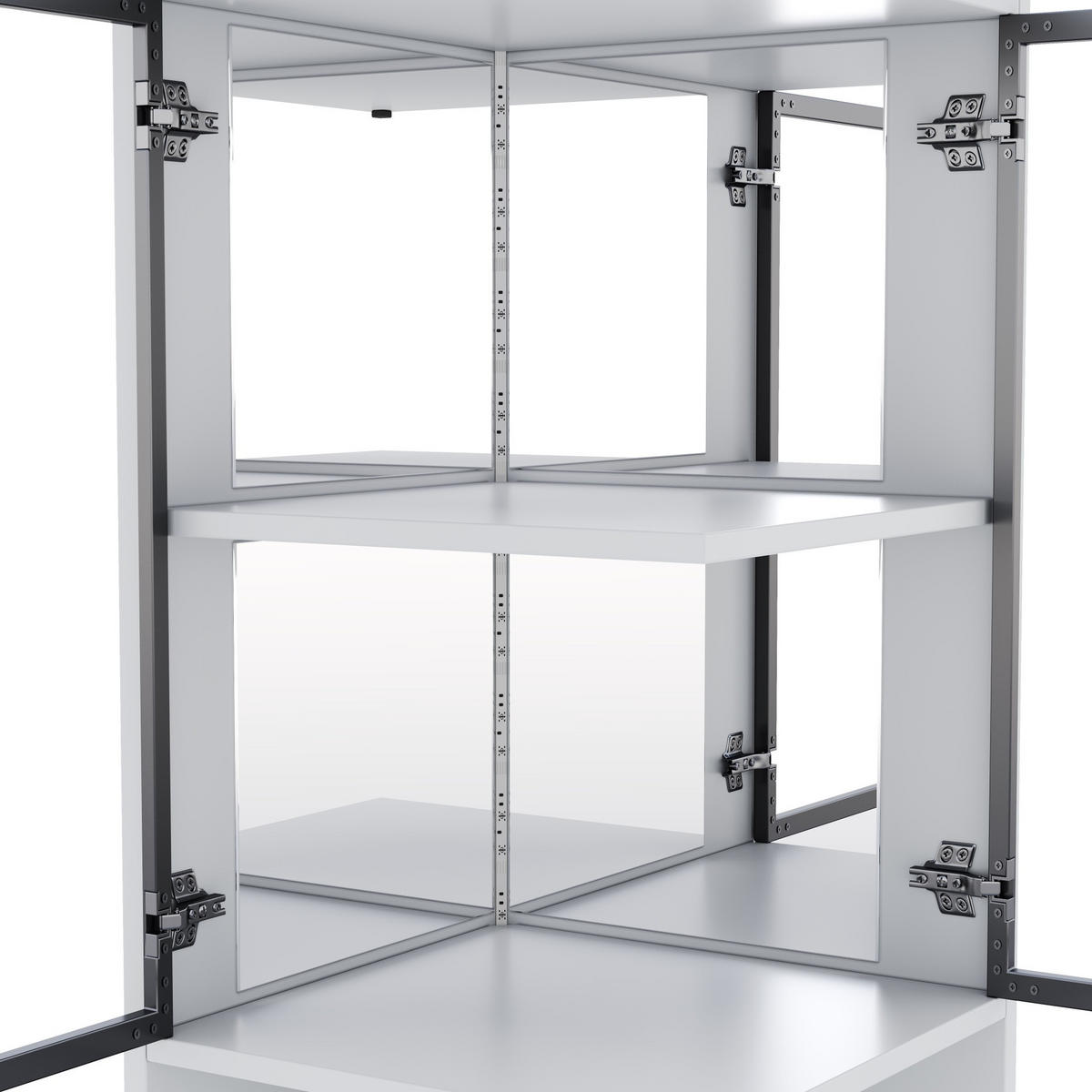 HIGHBOARD 42/44/205 cm in Weiß mit LED-Beleuchtung und Glastüren - Weiß, Holzwerkstoff (42/205/44cm) - Flora Grace