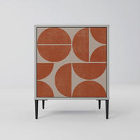 SIDEBOARD REPETITION COMPULSION, Grau, 57,5x42x72,5 cm, Schwarze Metallfüße - Multicolor/Schwarz, Holzwerkstoff/Metall (57.5/72.5/42cm) - SpaceRebels