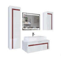 BADMÖBELSET Aloha Absetzungen in Bordeaux Hochglanz - Bordeaux, Holzwerkstoff (200/193/51cm) - Vladon