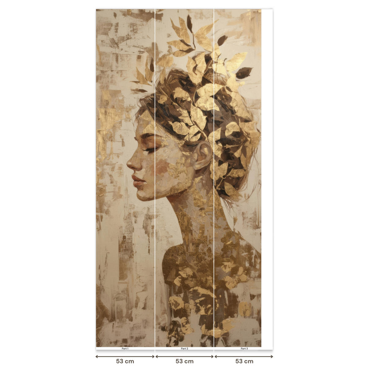 TAPETE - Frau - Gold - Abstrakt - Textur - 140x300 cm - Goldfarben, Papier (140/300cm) - OnlyWow