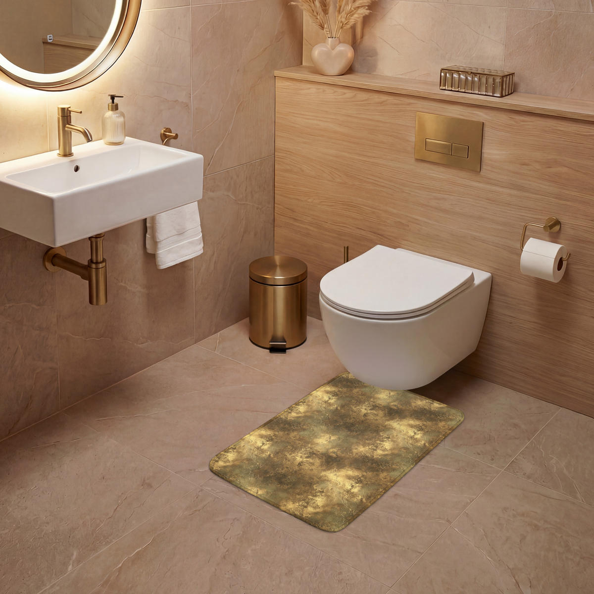WC-VORLEGER Antik - Metallic-Look - Gold WC Teppich 40x60 cm - Goldfarben, Kunststoff/Textil (40/1cm) - OnlyWow