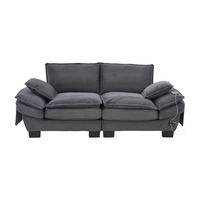 2-SITZER SOFA Cord Dunkelgrau mit USB-C und Seitentaschen - Dunkelgrau, Holzwerkstoff/Kunststoff (190/84/73cm) - WISHDOR