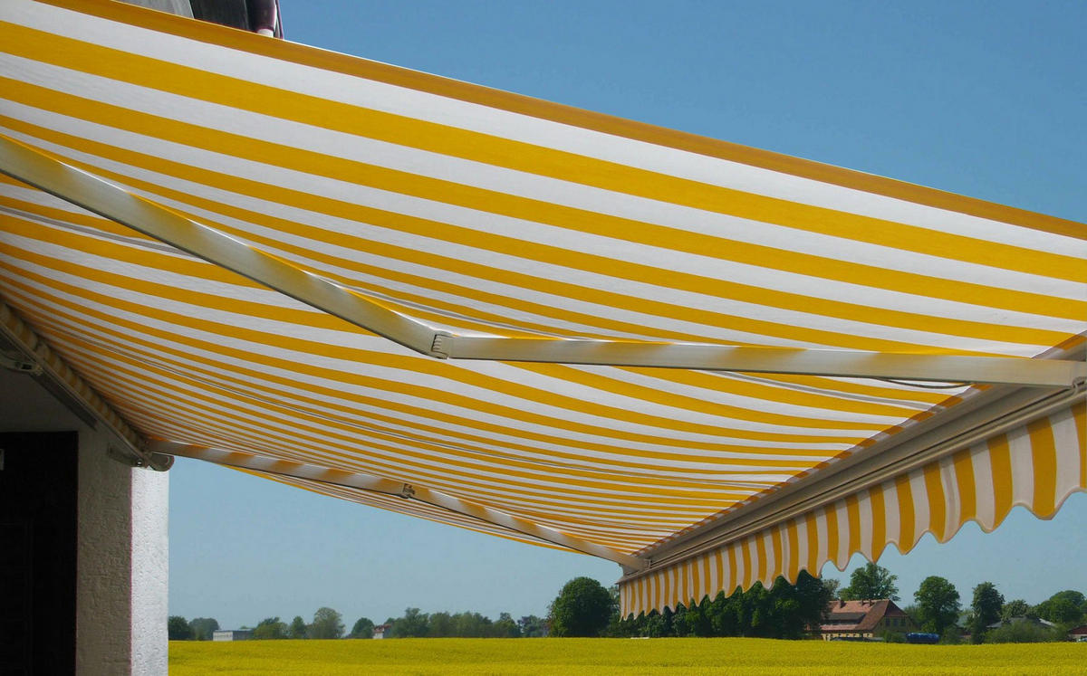 KASSETTEN-MARKISE MIT VOLANT Gelb, Weiß - Gelb/Weiß, Textil (450/23/300cm) - MCW