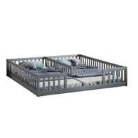 KINDERBETT 90/200 cm grau aus Kiefernholz und MDF mit Sicherheitsgitter - Grau, Holz (90/200cm) - OKMYHOME