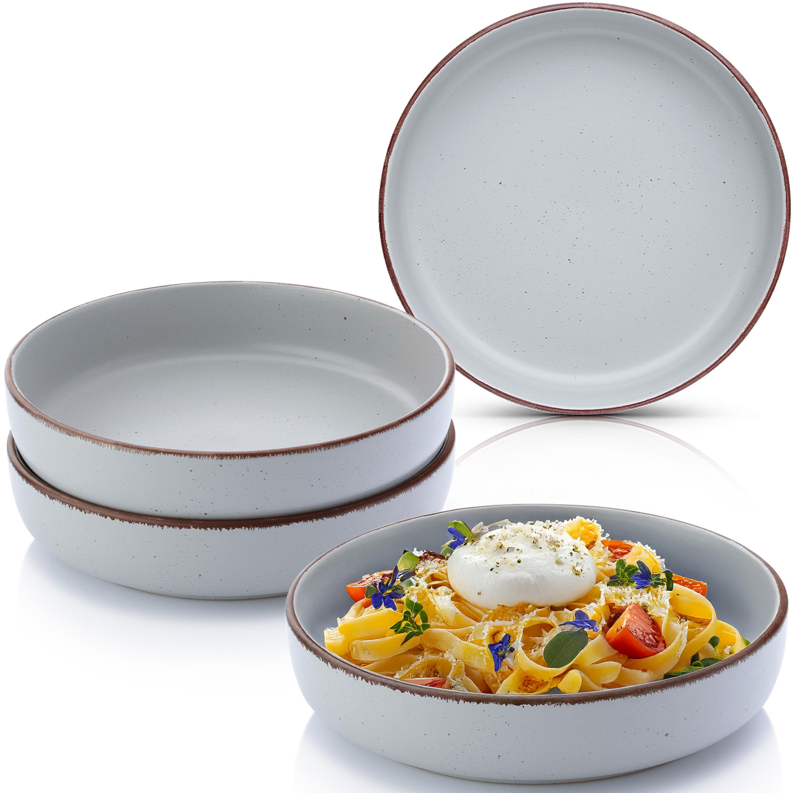 PASTASCHALEN BOMBAY STONE - 4 teilig aus Steingut - Hellgrau, Stein (20.5cm) - Sänger