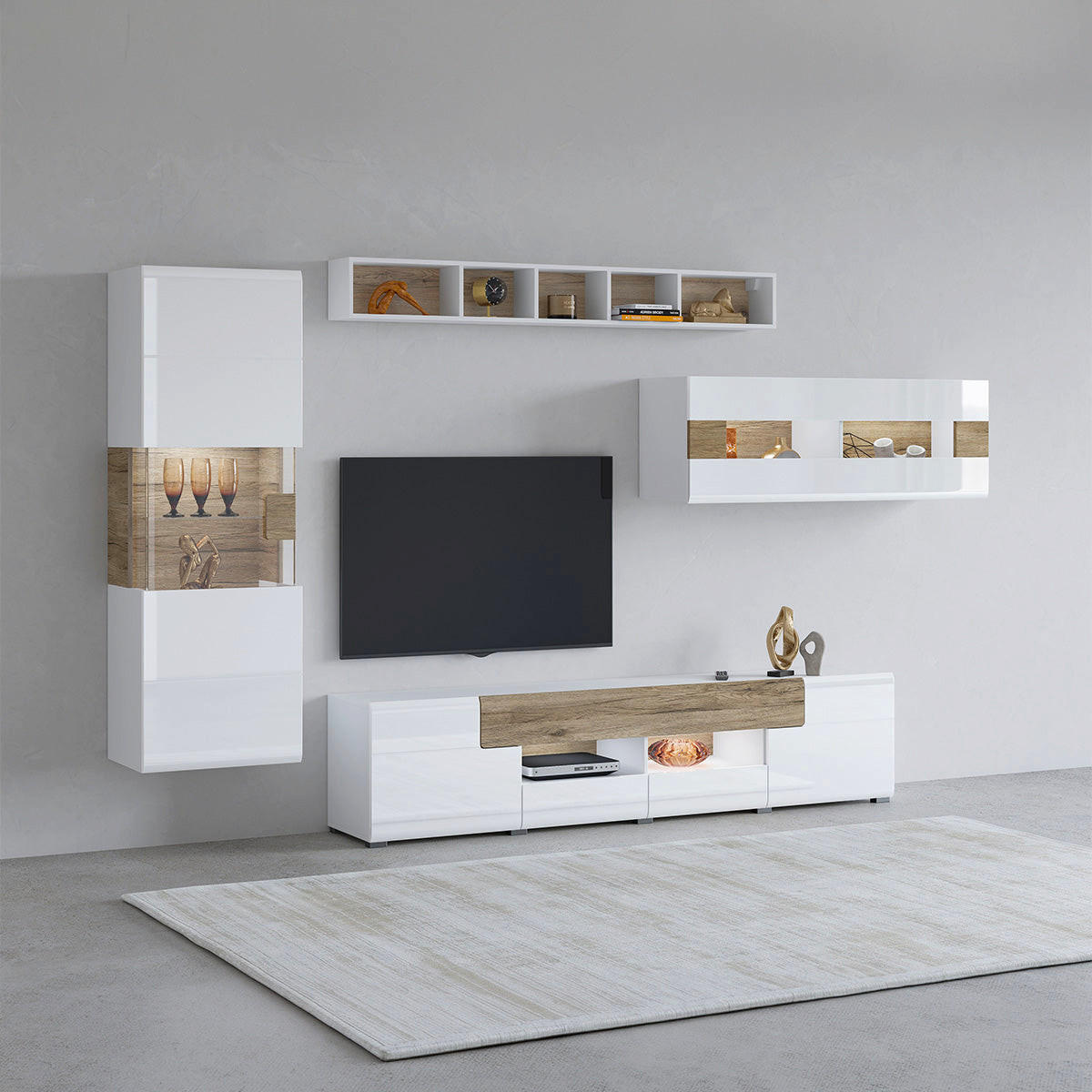 VITRINE Jules Weiß und Holz - Weiß, Holzwerkstoff (53/159/39cm) - Petits-meubles