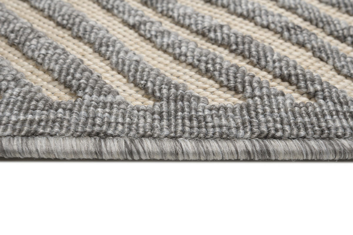 TEPPICH Grau In-Outdoor Geometrisch - Kurzflor Rechteckig - 200 x 300 cm - Creme/Grau, Textil (200/300cm) - Mazovia