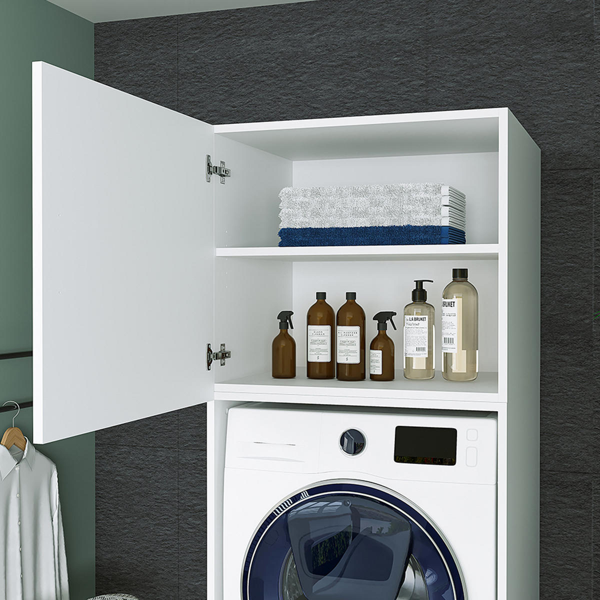 WASCHMASCHINENSCHRANK Serie 2 67cm Breit, 205cm Hoch - Weiß, Holzwerkstoff (67/205/67cm)