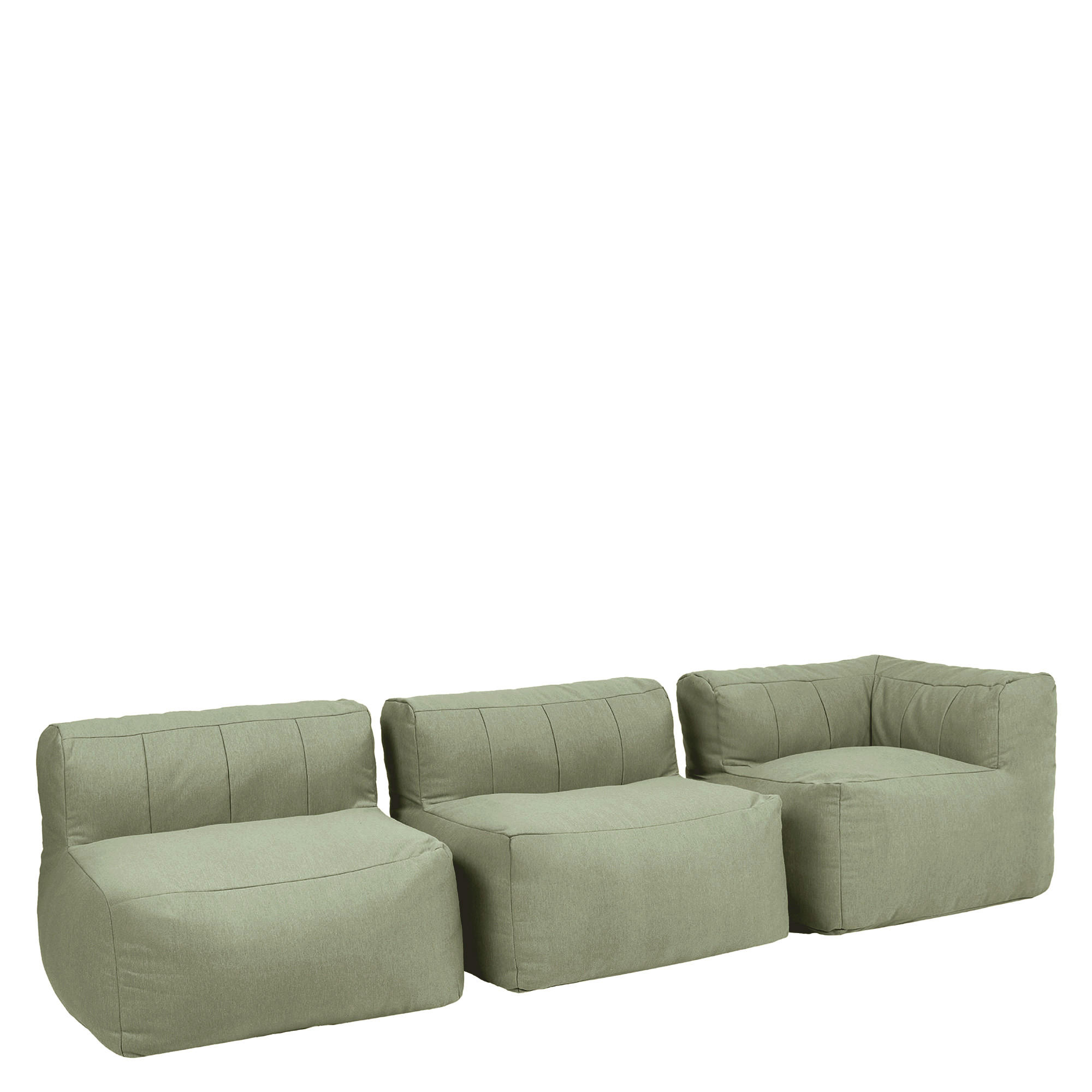 SITZSACK-SOFA Outdoor 3 tlg.: Ecksessel, 2 Sessel - Grün, Textil (290/68/100cm) - icon