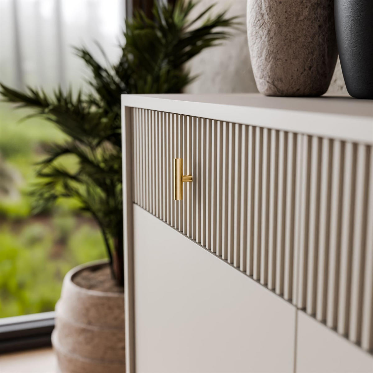 KOMMODE MIDNIGHT 2D2S mit zwei Schubladen auf Gestell kaschmir - Kaschmir/Schwarz, Holzwerkstoff (104/82.5/39cm) - Lookway