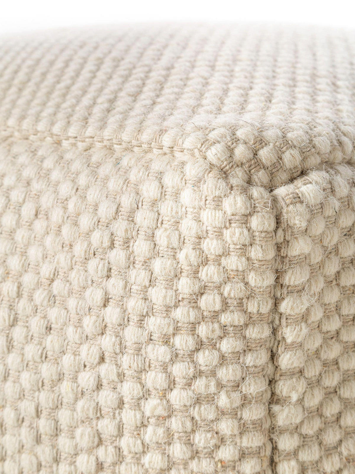 WOLL-POUF handgefertigt Rocco Weiß 55x55x30 cm - Weiß, Textil (55/30/55cm) - benuta Pure
