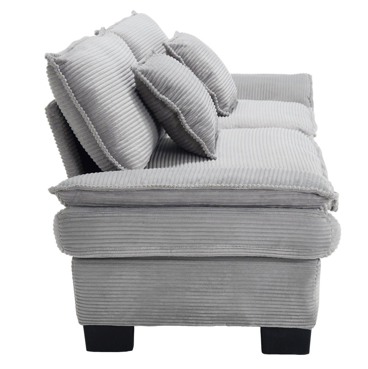 2-SITZER-SOFA aus Samt 224x81x81 cm Hellgrau mit tiefem Sitz, gepolsterten Armlehnen und 2 Kissen - Grau, Textil (81/81/224cm) - Modfu