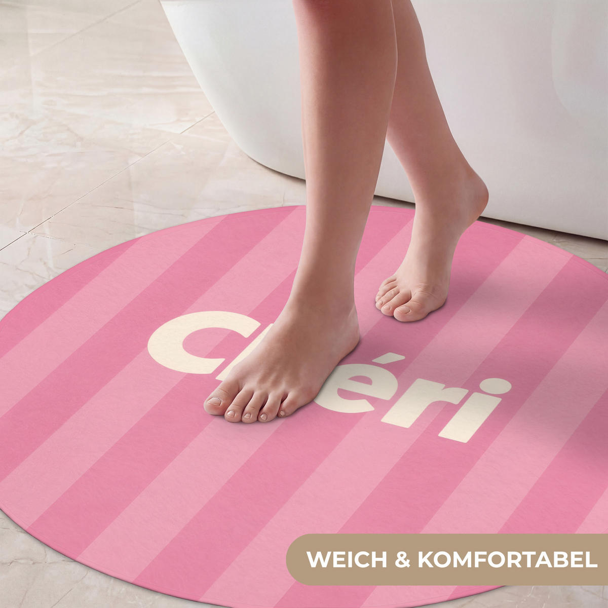 KOUPELNOVÁ PŘEDLOŽKA Pruhované - růžové - Chéri 70x70 cm - růžová, textil/plast (70/70cm) - OnlyWow