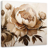 LEINWANDBILD Pfingstrosen Blumen in Beige 40x40cm - Beige, Textil (40/40cm) - Feeby