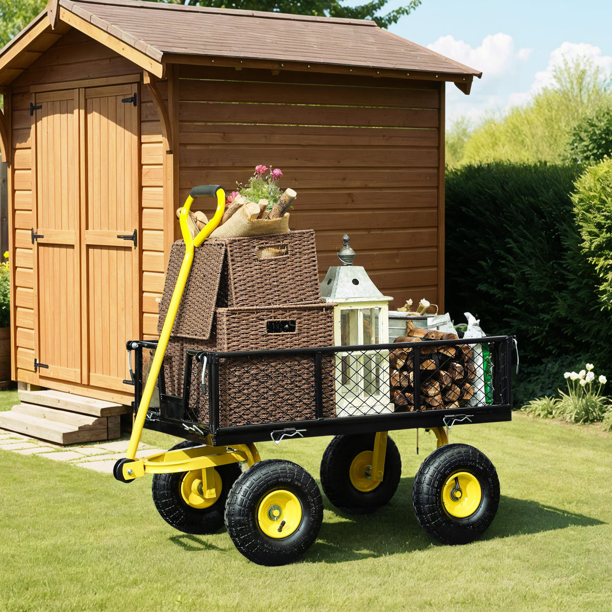 TRANSPORTWAGEN DE-17587 abnehmbare Seitenwände, 200 kg Schwarz - Schwarz, Metall (54/51/104cm) - ComfortXL