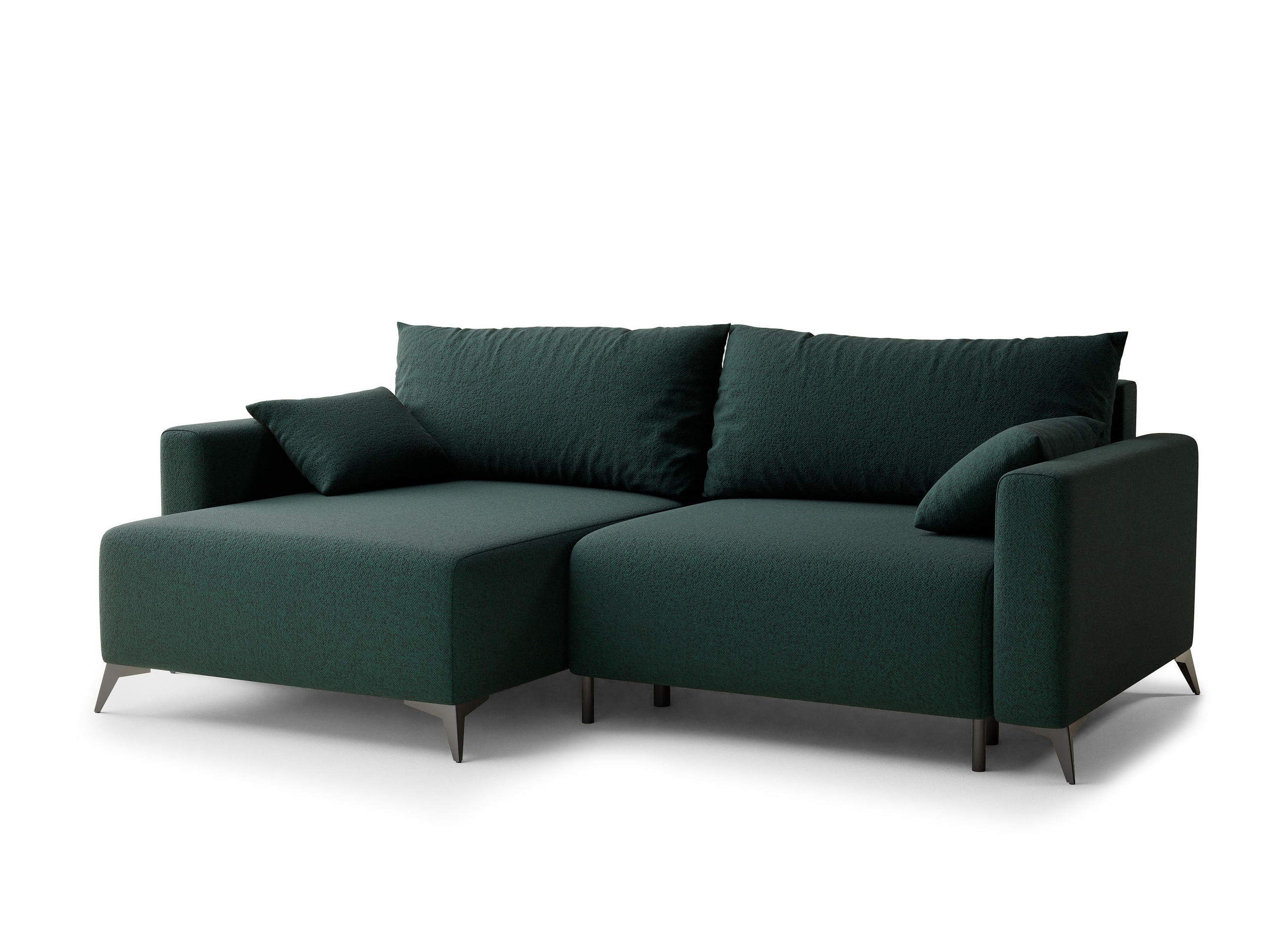 ECKSOFA MIT SCHLAFFUNKTION Leon Grün Webstoff - Schwarz/Grün, Holz/Holzwerkstoff (148/239cm) - Maison de Reve