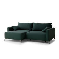 ECKSOFA MIT SCHLAFFUNKTION Leon Grün Webstoff - Schwarz/Grün, Holz/Holzwerkstoff (148/239cm) - Maison de Reve