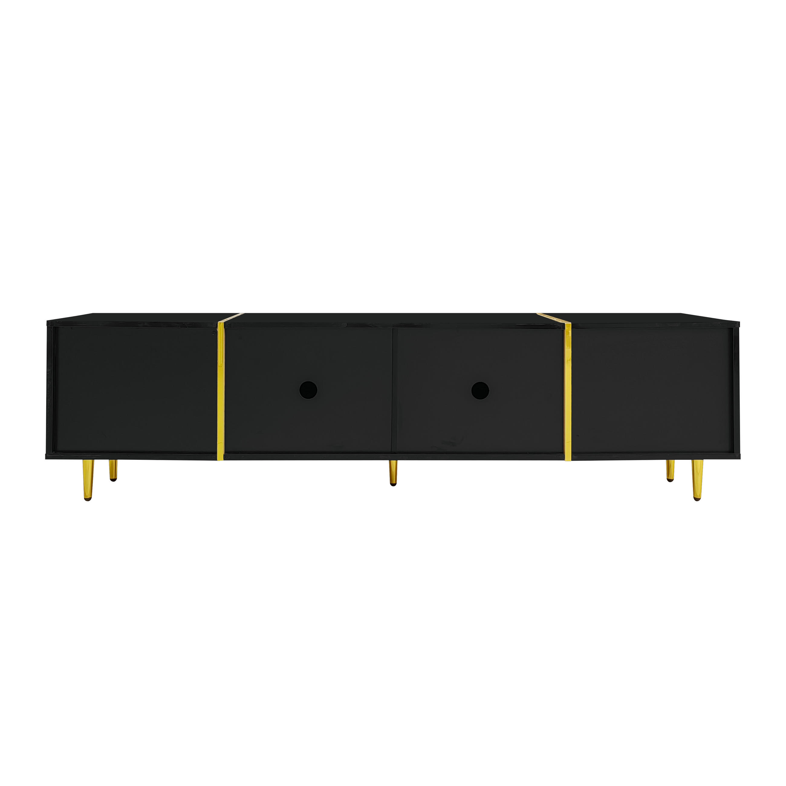 TV-ELEMENT170X35X46CM SchwarzHochglanz 4Türen Modern SchwarzGold - Schwarz, Holz (43.18/21.84/96.52cm) - Raelunyi