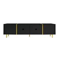 TV-ELEMENT170X35X46CM SchwarzHochglanz 4Türen Modern SchwarzGold - Schwarz, Holz (43.18/21.84/96.52cm) - Raelunyi