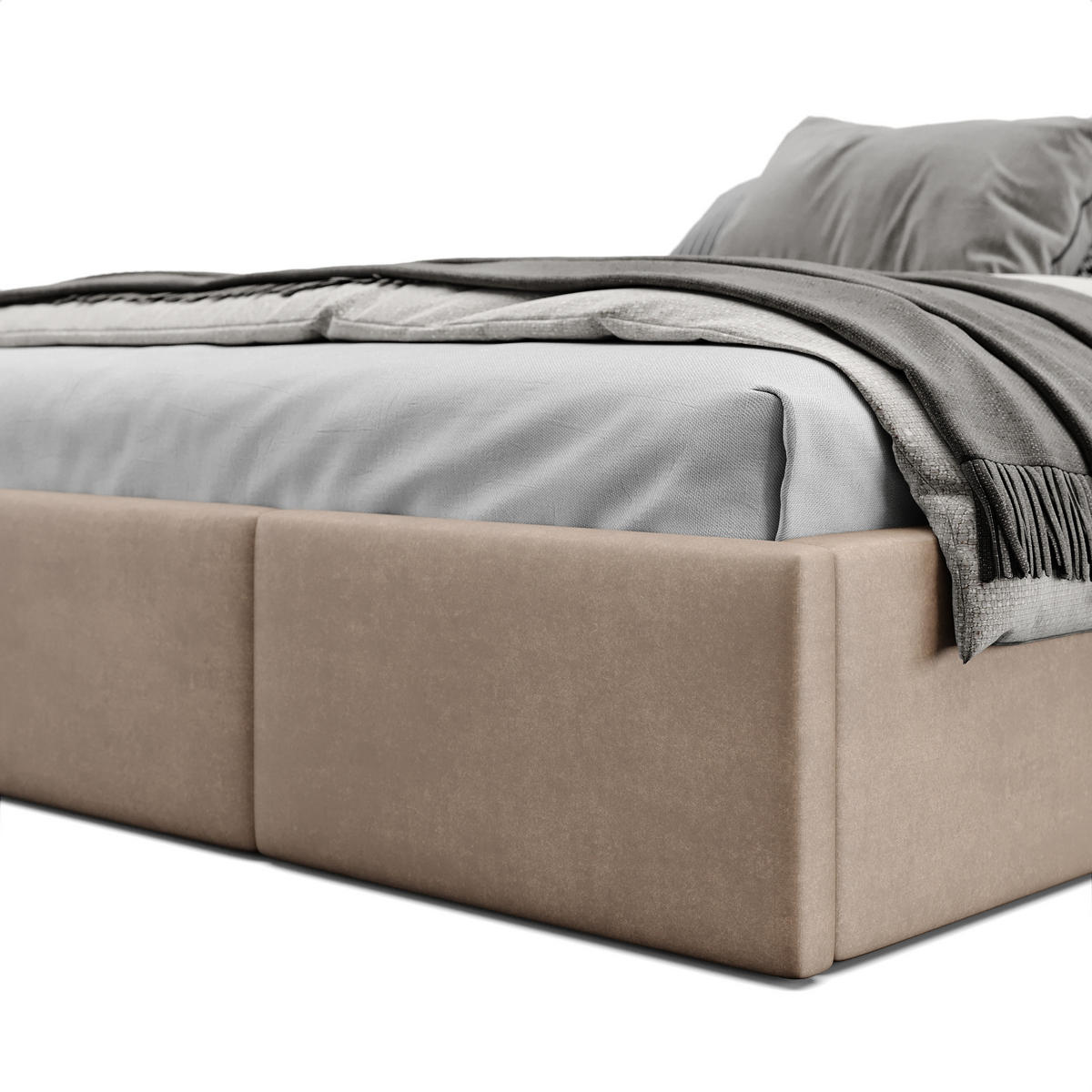 POLSTERBETT für Schlafzimmer Bett mit Stauraum Beige 140x200cm - Beige, Holzwerkstoff/Textil (160/200cm) - Muralo