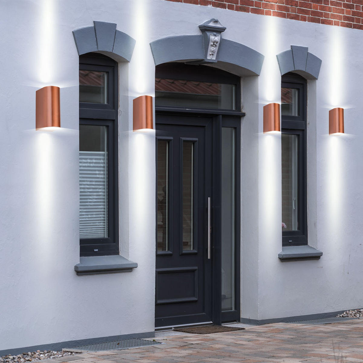 LED AUSSEN-WANDLEUCHTE Kupfer Aluminium 4er Set - Kupferfarben, Metall (6.5/14.5/9.4cm)
