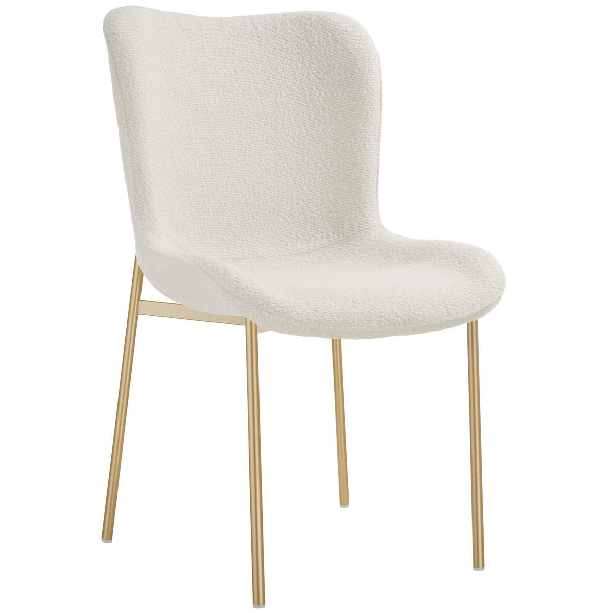 POLSTERSTUHL 1er Set Tessa 54 x 62 x 90 cm Bouclé weiß/gold - Goldfarben/Weiß, Kunststoff (54/90/62cm) - tectake