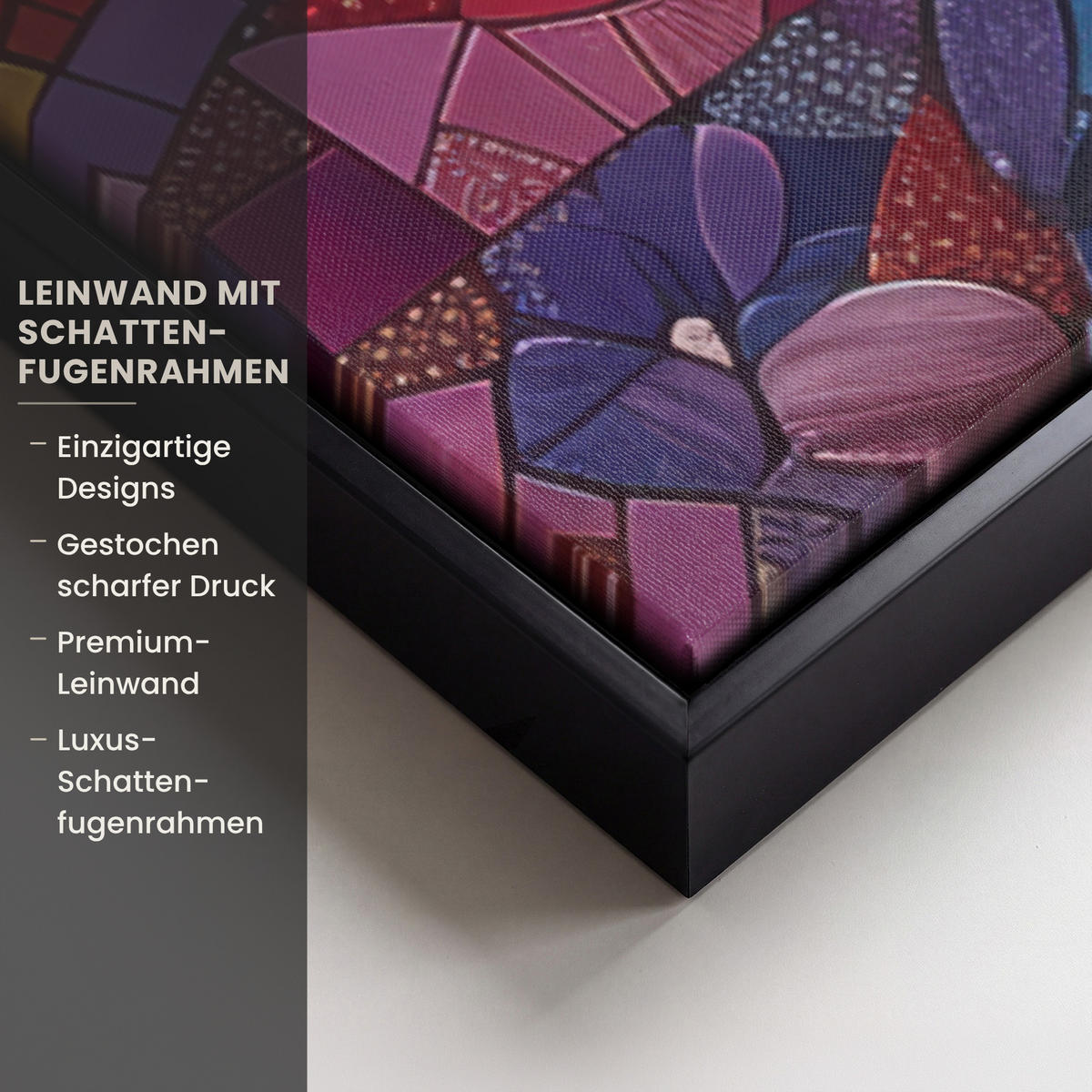 LEINWAND Bilder mit Rahmen - Kunst - Baum des Lebens - Blumen - Hippie - 60x90 - Dunkelblau, Textil (60/90cm) - MuchoWow