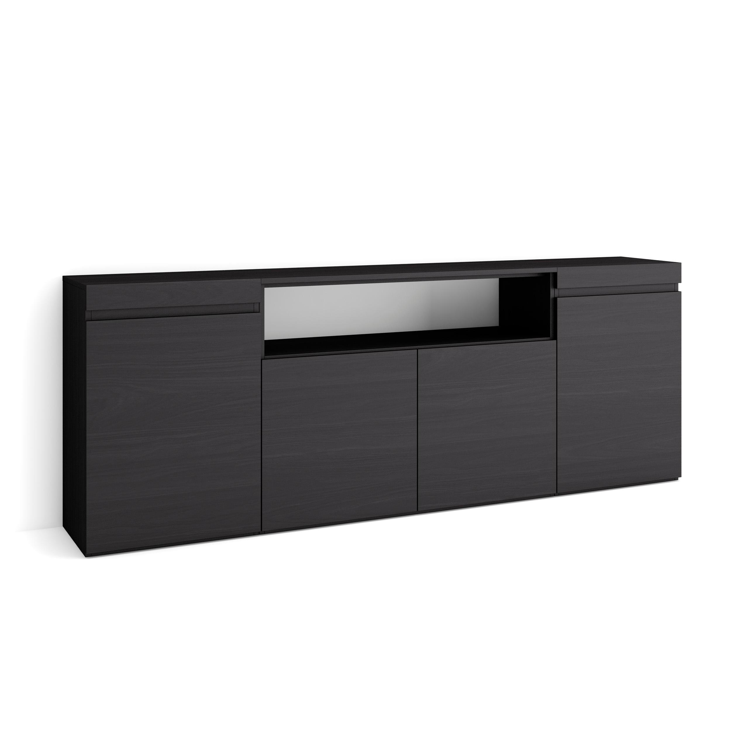 SIDEBOARD schwarz, 200/35/75cm - Schwarz, Holzwerkstoff (200/75/35cm) - Skraut Home