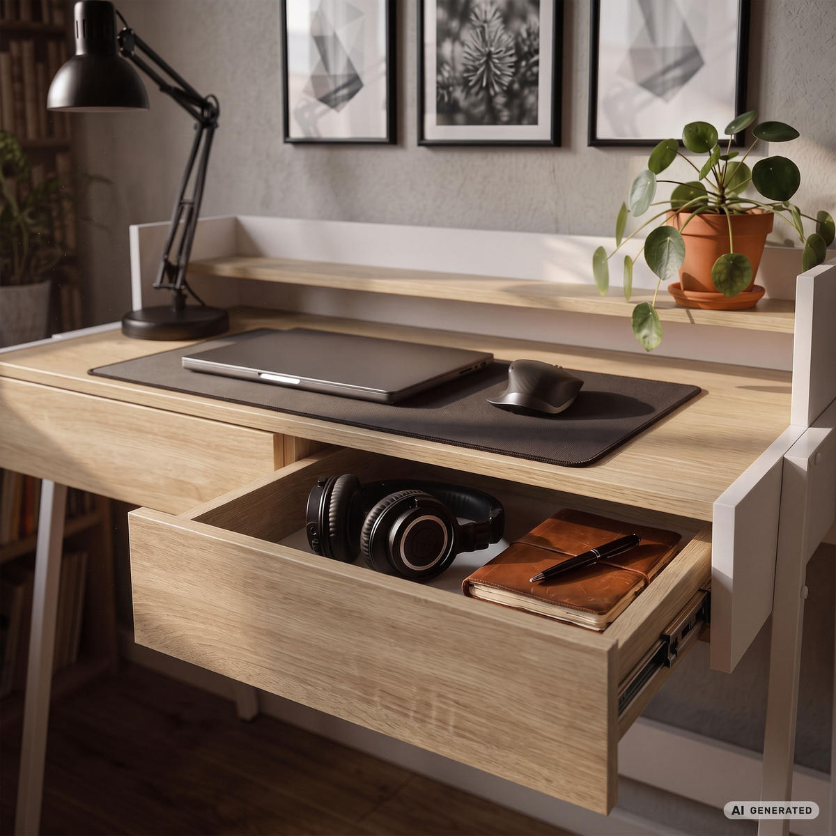 SCHREIBTISCH FLUX 78 cm Sonoma Eiche - Weiß/Sonoma Eiche, Holzwerkstoff (78/48/95cm) - Akord