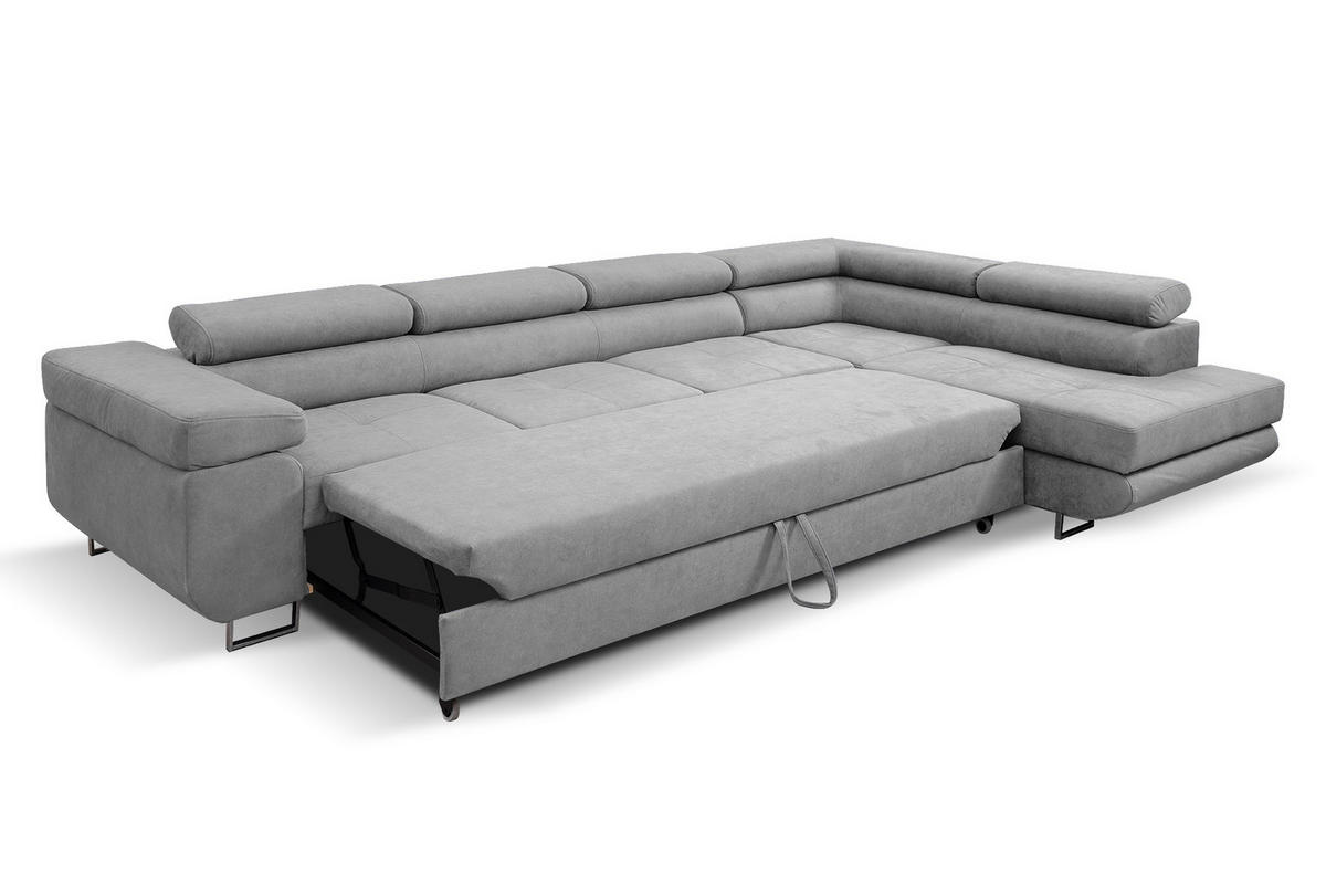 ECKSOFA Marlene IV L-Form mit verstellbaren Kopfstützen Schlaffunktion Bettkasten 347 cm rechts hellgrau - Hellgrau, Kunststoff (202/347cm) - Margaret Hadas24