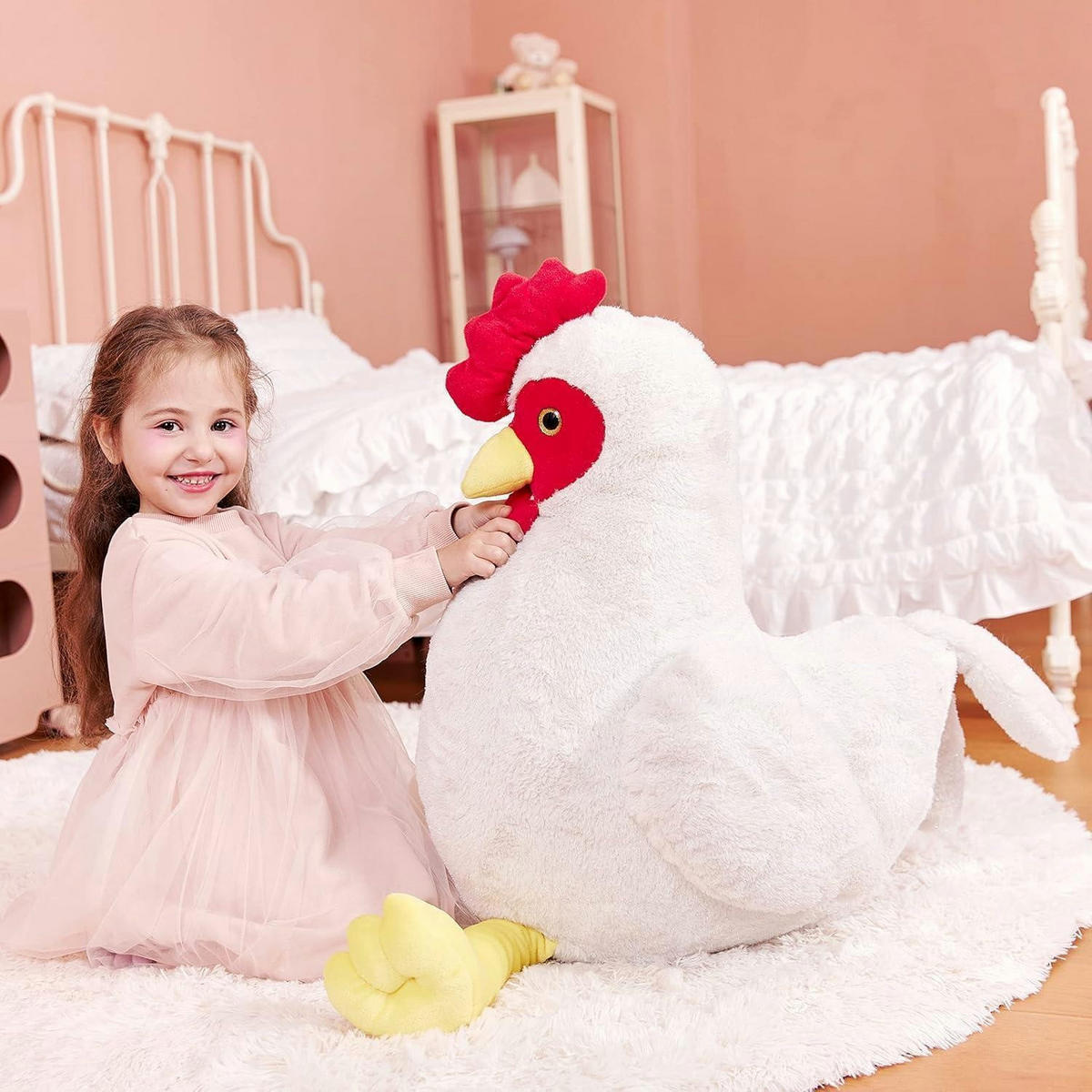 STOFFTIER Huhn 60 cm - Weiß, Textil (53/60cm)