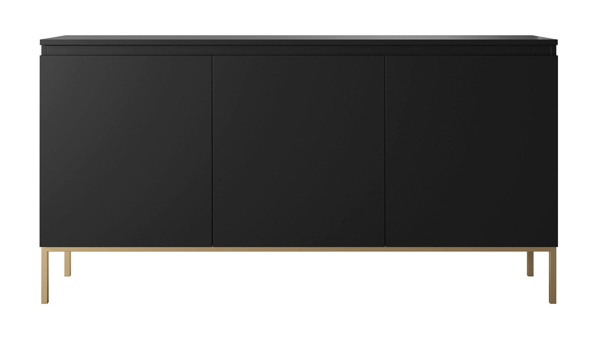 SIDEBOARD Bemmi Schwarz mit goldenen Metallbeinen 150 cm - Goldfarben/Schwarz, Holzwerkstoff/Metall (150/77/35cm) - Selsey