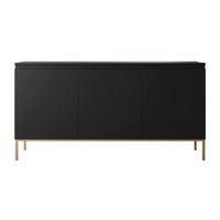 SIDEBOARD Bemmi Schwarz mit goldenen Metallbeinen 150 cm - Goldfarben/Schwarz, Holzwerkstoff/Metall (150/77/35cm) - Selsey
