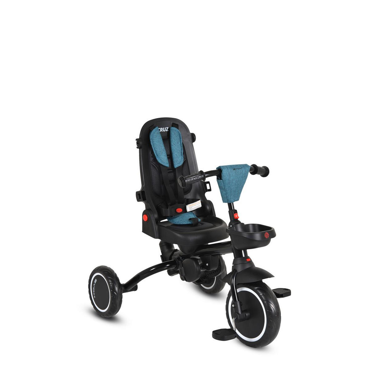 DREIRAD Cruz EVA-Reifen blau klappbar Körbe 360 drehbar Getränkehalter Fußstütze - Blau, Metall (100/54/104cm)