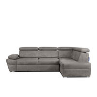 SCHLAFECKSOFA RATLO rechts 4/5-Sitzer mit Bettkasten in Lederoptik, silber - Silberfarben, Textil (270/190cm) - KONSIMO®
