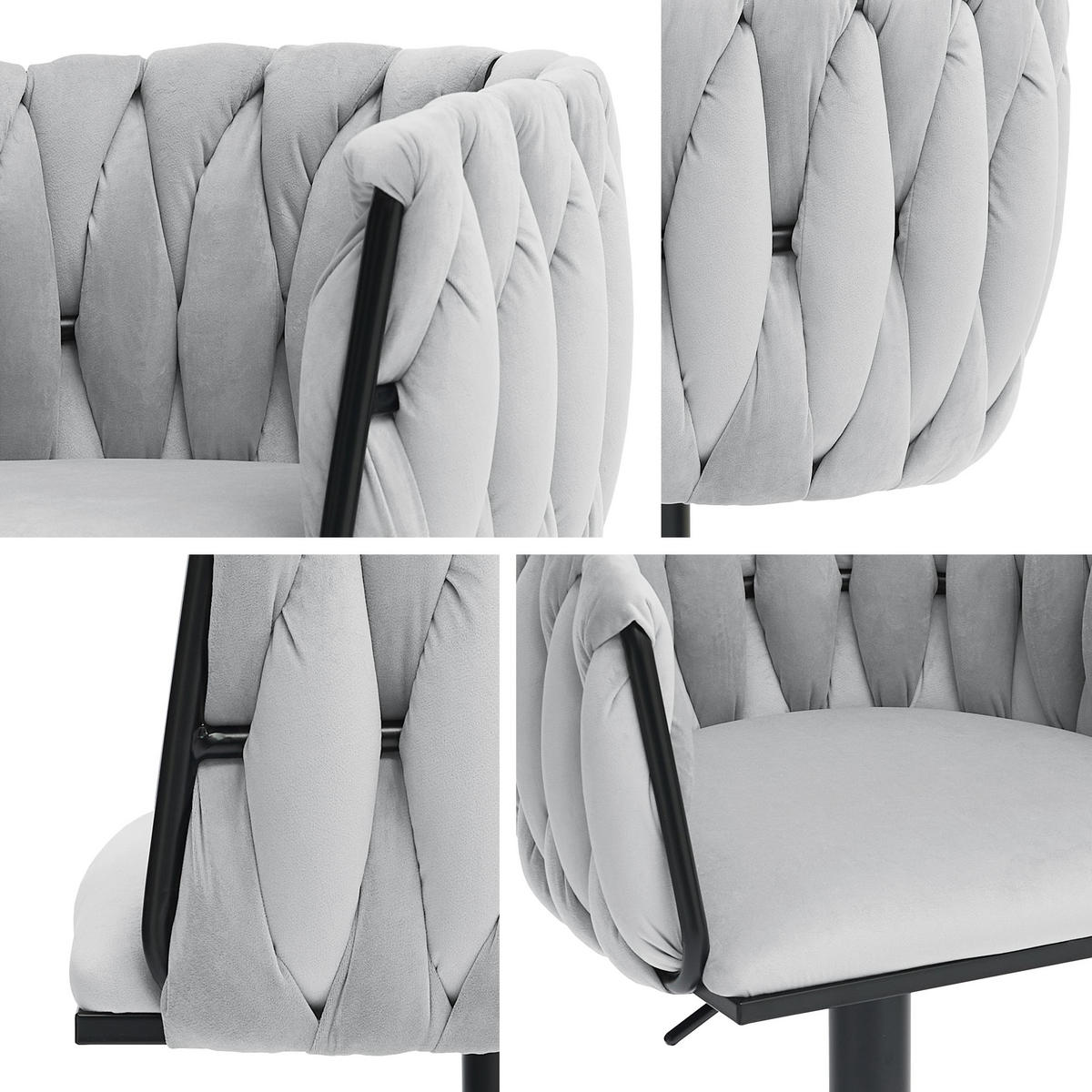 BARHOCKER-SET Muz BS-1142/CM (2 Stück in Samt) - Chromfarben/Grau, Textil/Metall (50/85/52cm) - MIRJAN24