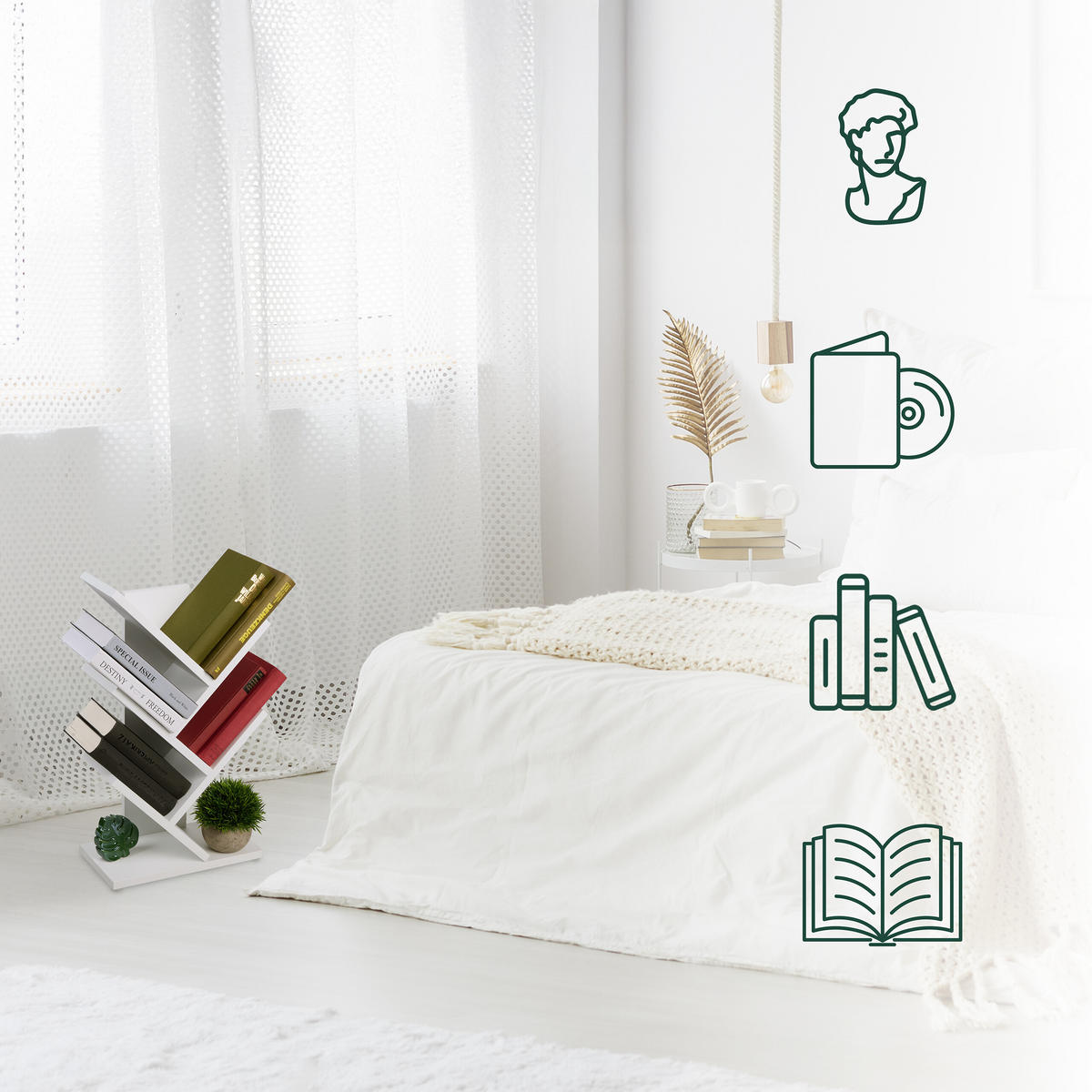 BÜCHERREGAL - Weiß, Holzwerkstoff/Kunststoff (30/55/16cm) - Relaxdays