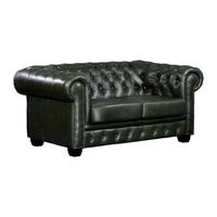 CHESTERFIELD Ledersofa 2-Sitzer - Büffelleder - Schwarzgrün - BRENTON - Grün, Leder (96/73/160cm) - Vente-Unique