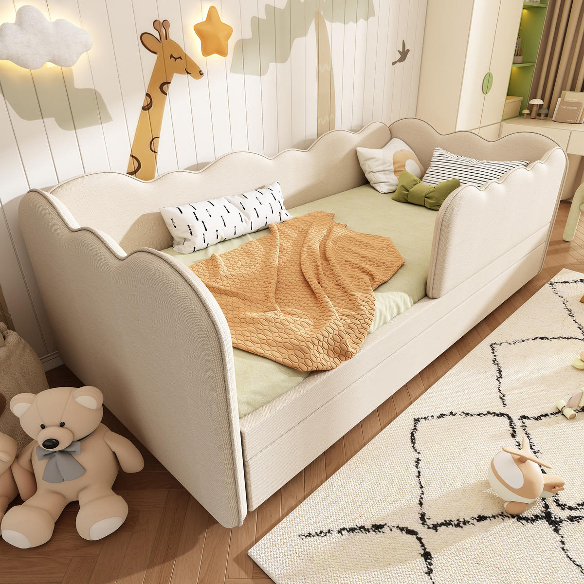 AUSZIEHBETT 90/190 cm DE-00663, in Beige, Tagesbett-Funktion und Lattenrost - Beige, Metall (90/190cm) - ComfortXL