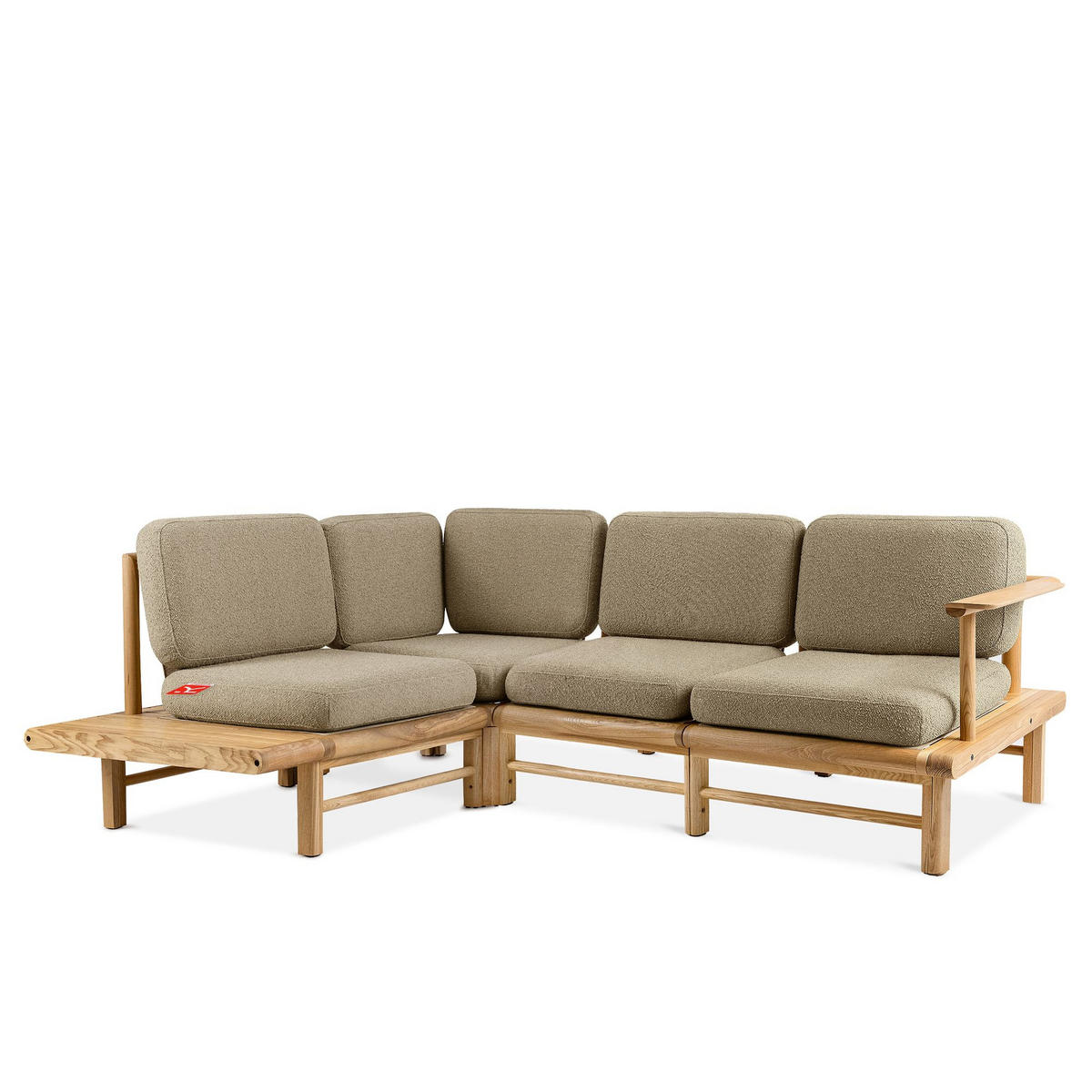 LOUNGESOFA ATREDA links - Beige, Holz/Textil (230/74/175cm) - KONSIMO®