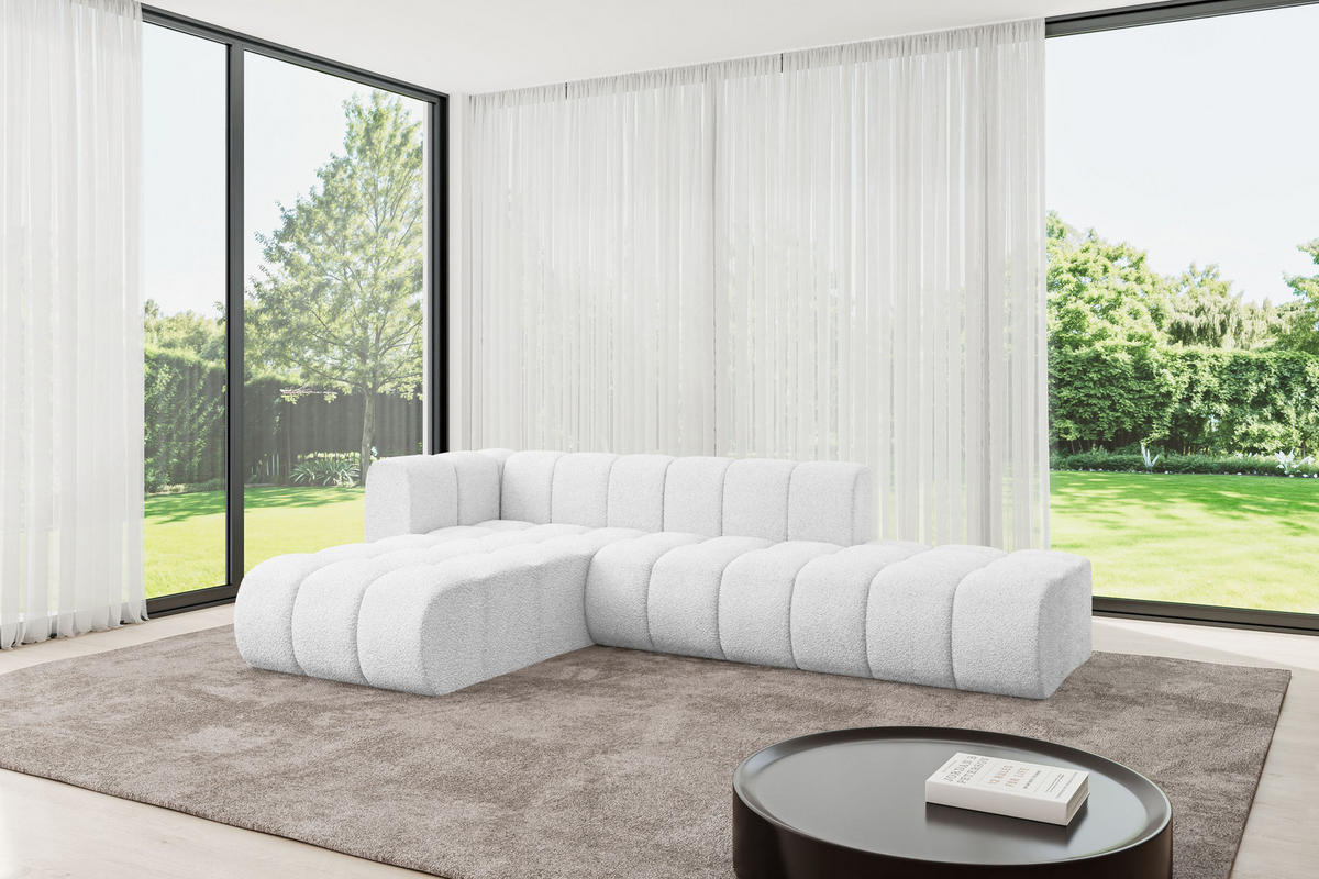 ECKSOFA modulares Sofa Zuvon-L1 - 296x177x70 cm Weiß - Weiß, Holzwerkstoff/Textil (296/177cm) - ALTDECOR