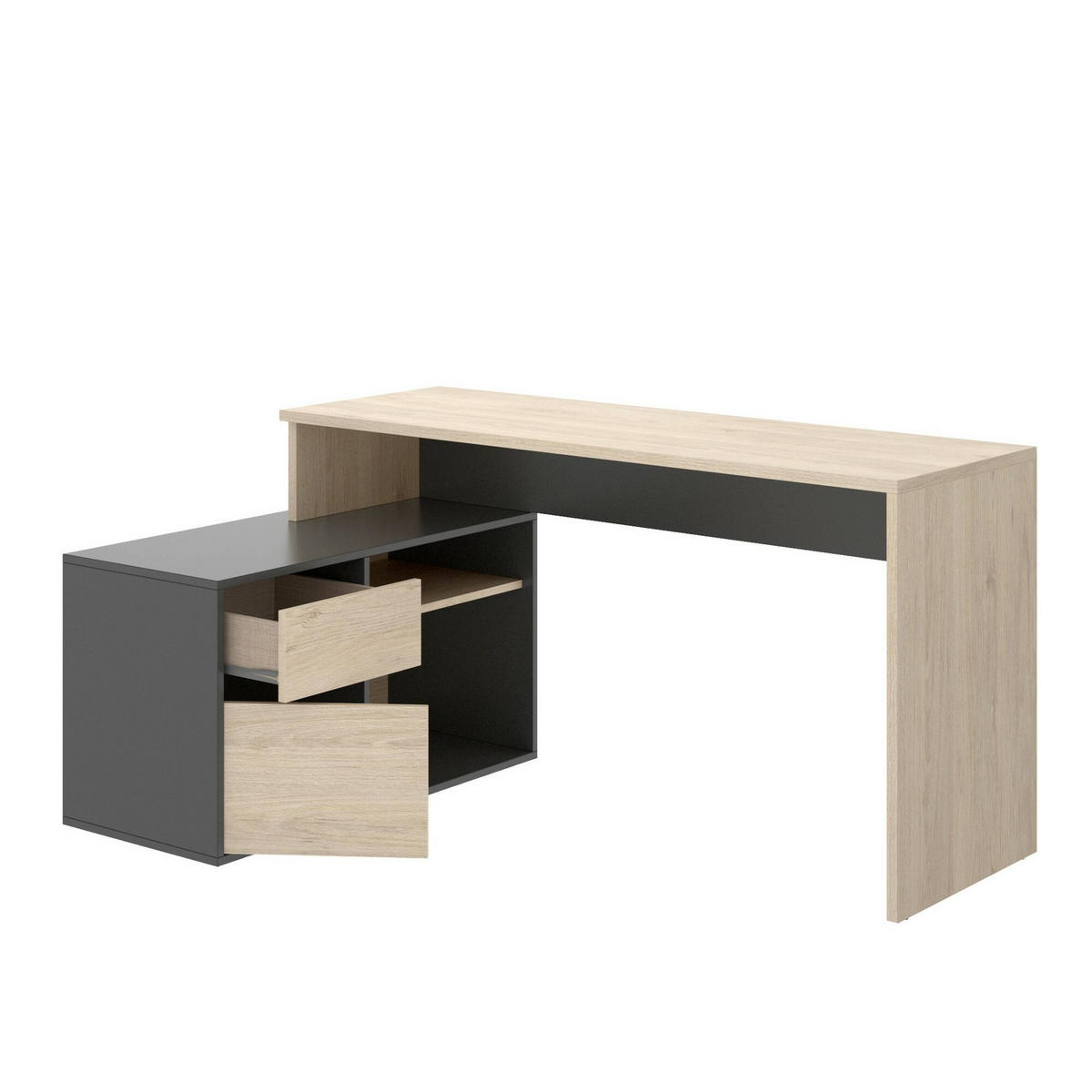 ECKSCHREIBTISCH Eiche, Anthrazit 92/139/75 cm - Schwarz, Holzwerkstoff (92/139/75cm) - DMORA