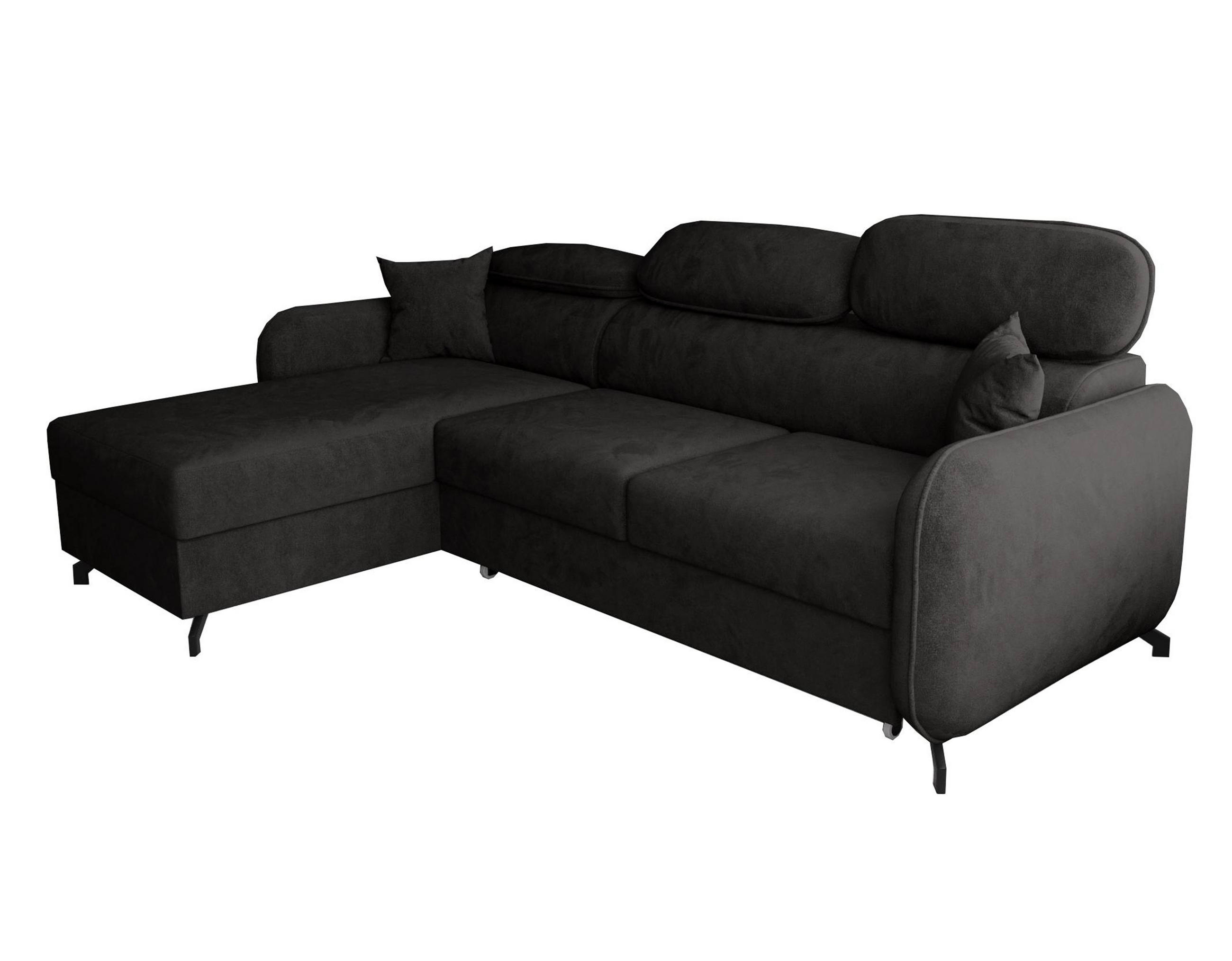 ECKSOFA L Form Ribella 5 Grafit 265/180/100 cm Links mit Schlaffunktion - Schwarz, Textil/Metall (180/265cm) - AX Living