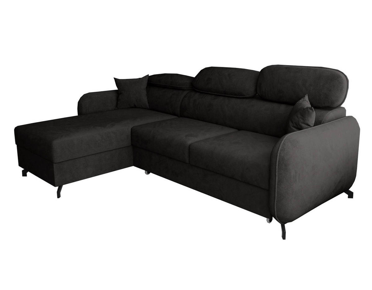 ECKSOFA L Form Ribella 5 Grafit 265/180/100 cm Links mit Schlaffunktion - Schwarz, Textil/Metall (180/265cm) - AX Living